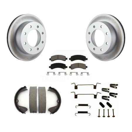 Rear Disc Coated Rotors Ceramic Pads Parking Brake Shoes Hardware Kit For GMC Savana 3500 KGC-103514