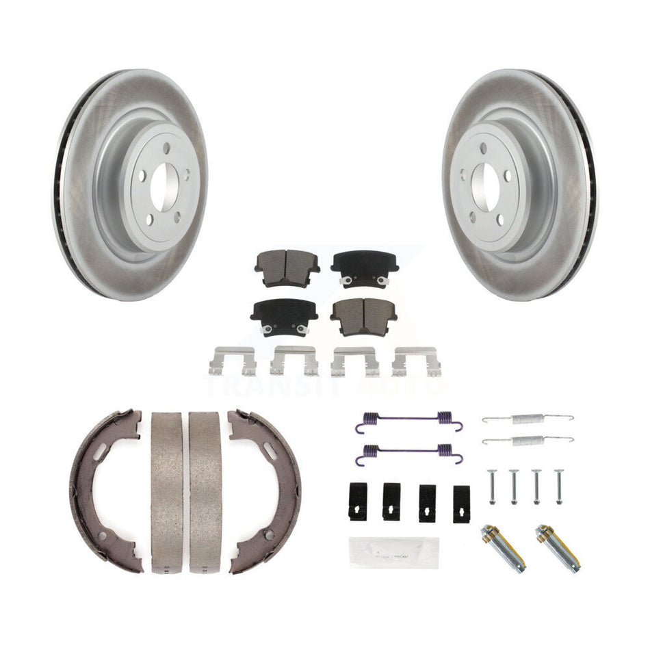 Rear Disc Coated Rotors Ceramic Pads Parking Shoes Hardware Kit For Dodge Charger Magnum KGC-103534