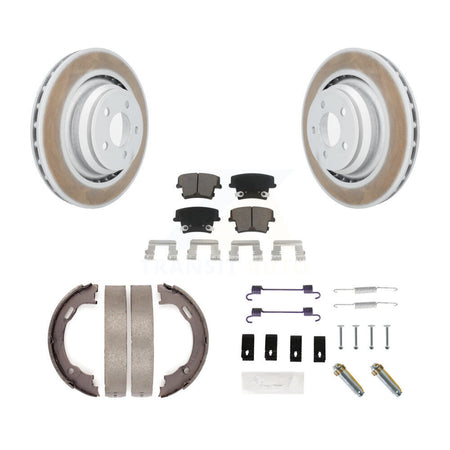 Rear Disc Coated Rotors Ceramic Pads Parking Brake Shoes & Hardware Kit For Dodge Charger KGC-103539