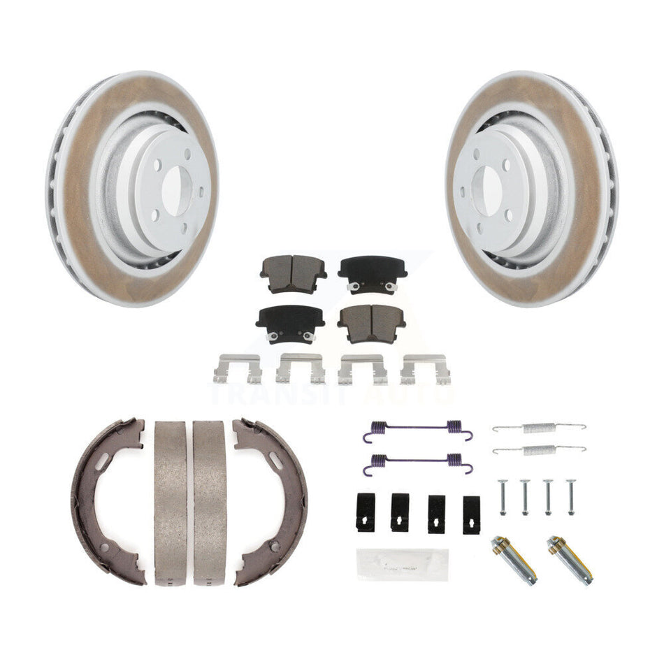 Rear Disc Coated Rotors Ceramic Pads Parking Brake Shoes & Hardware Kit For Dodge Charger KGC-103539