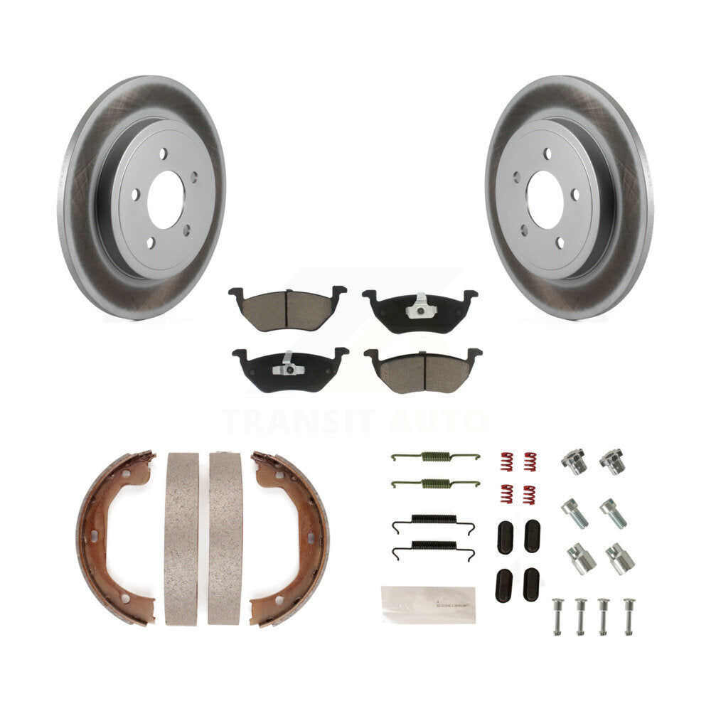 Rear Disc Coated Rotors Ceramic Pads Parking Shoes And Hardware Kit For Ford Escape Mazda KGC-103540
