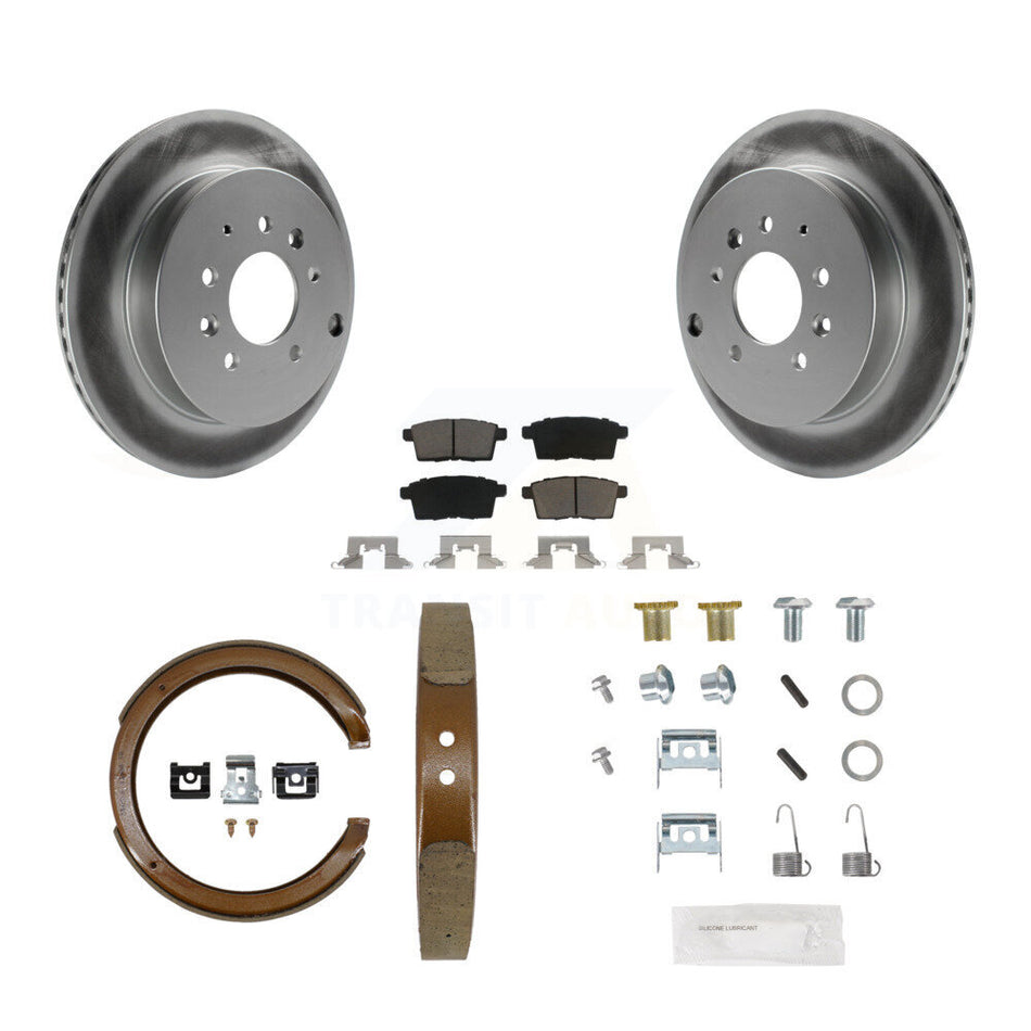 Rear Disc Coated Rotors Ceramic Pads Parking Shoes Hardware Kit For Ford Edge Mazda CX-7 KGC-103550