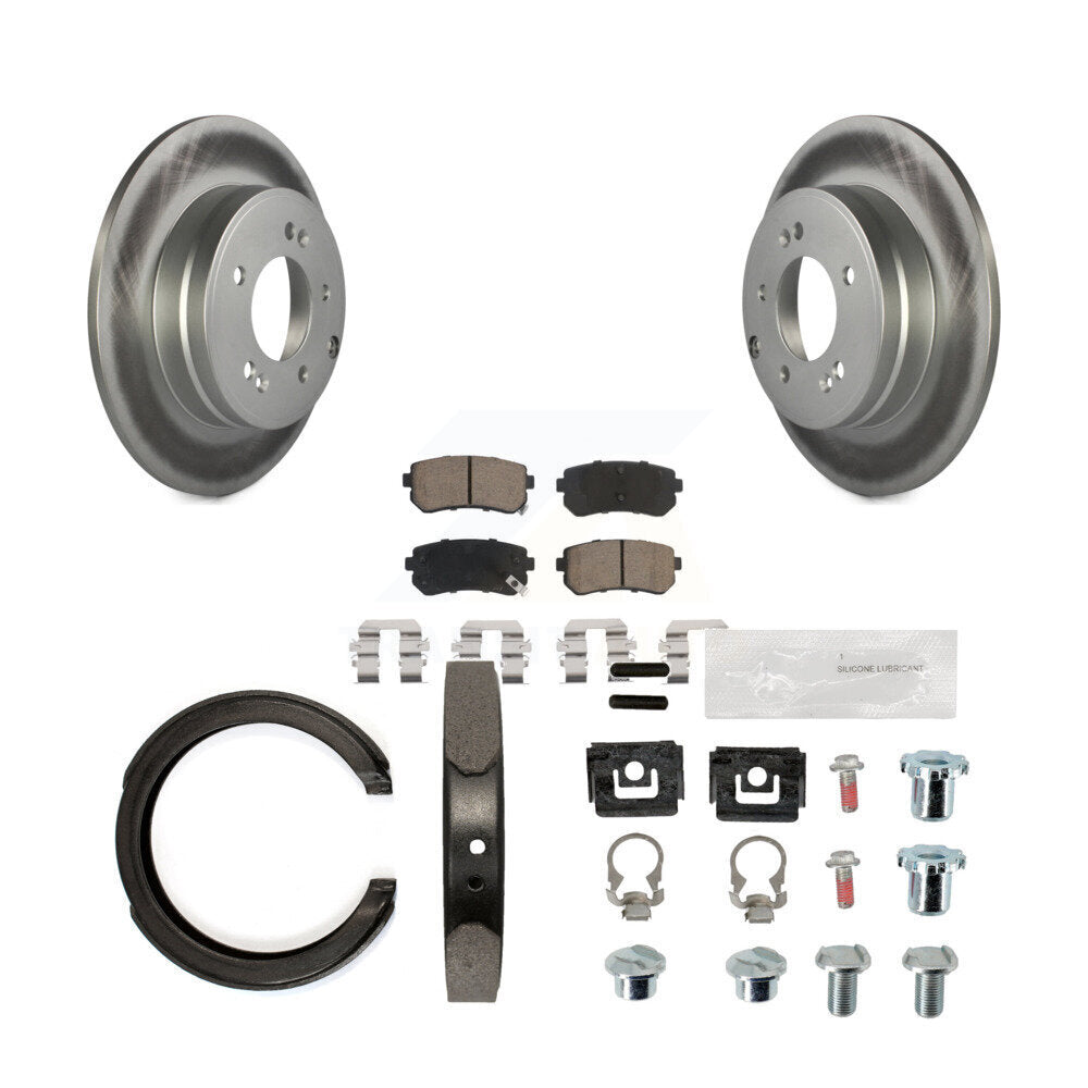 Rear Disc Coated Rotors Ceramic Pads Parking Brake Shoes And Hardware Kit For Kia Optima KGC-103553