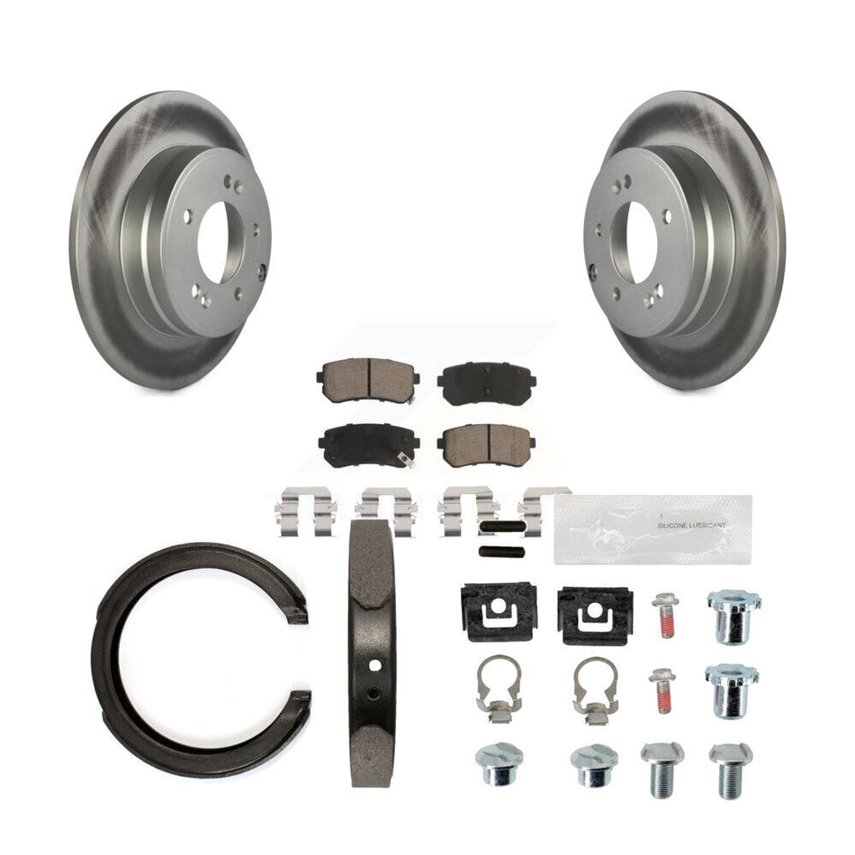 Rear Disc Coated Rotors Ceramic Pads Parking Brake Shoes And Hardware Kit For Kia Optima KGC-103553