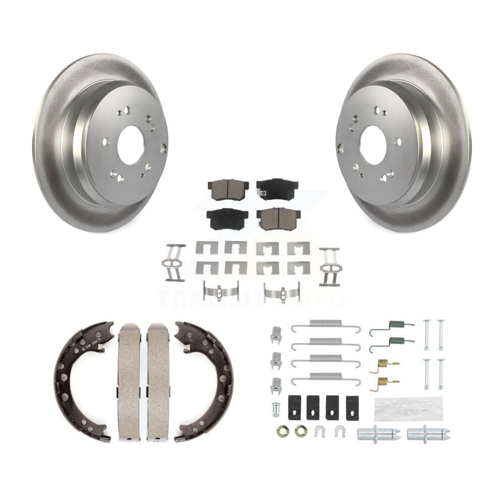 Rear Disc Coated Rotors Ceramic Pads Parking Brake Shoes And Hardware Kit For Acura RDX KGC-103557