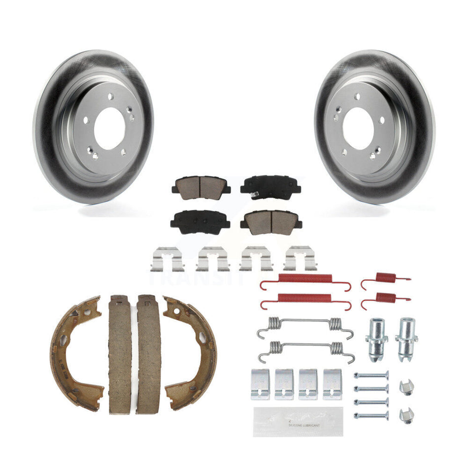 Rear Disc Coated Rotors Ceramic Pads Parking Shoes & Hardware Kit For Kia Optima LX/EX/SX KGC-103559