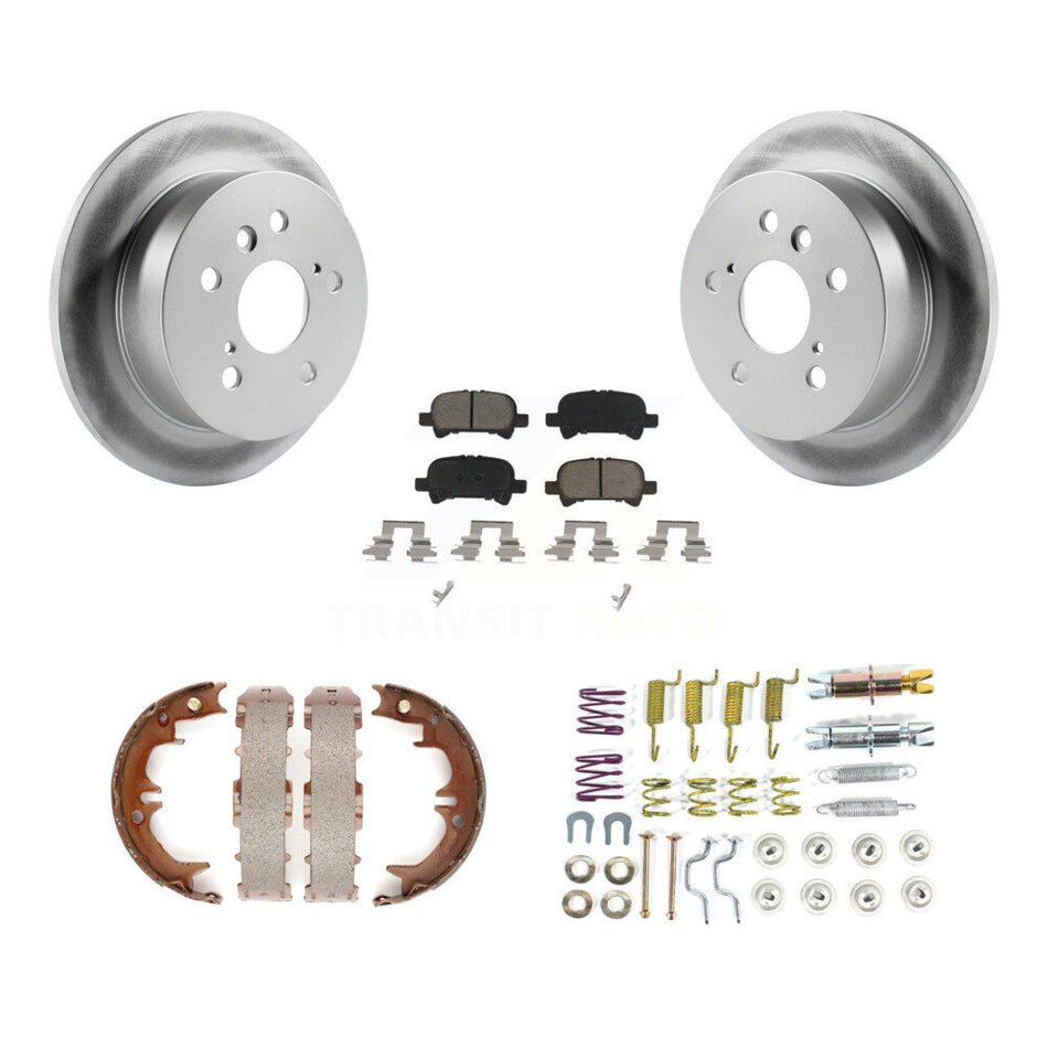Rear Disc Coated Rotors Ceramic Pads Parking Shoes & Hardware Kit For Toyota Camry Solara KGC-103563