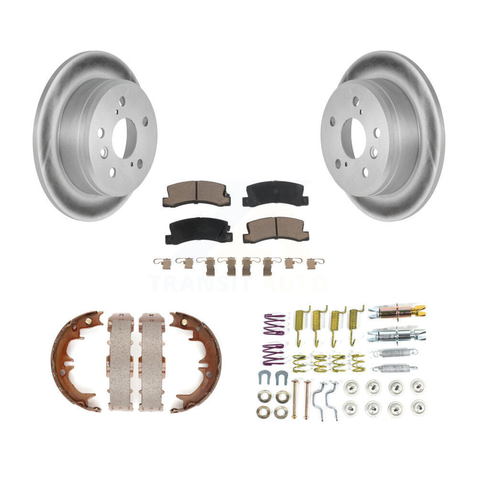 Rear Disc Coated Rotors Ceramic Pads Parking Shoes & Hardware Kit For Toyota Camry Solara KGC-103564