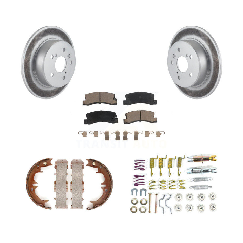 Rear Disc Coated Rotors Ceramic Pads Parking Shoes Hardware Kit For 99-03 Lexus RX300 AWD KGC-103566