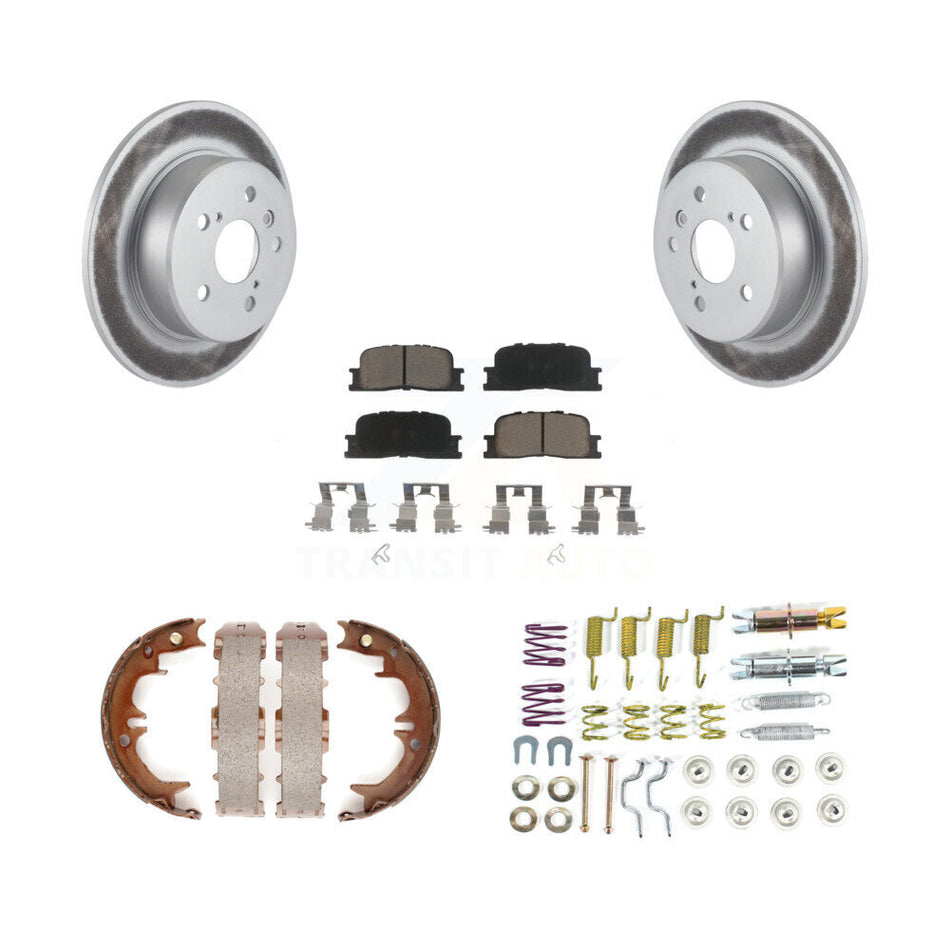 Rear Disc Coated Rotors Ceramic Pads Parking Shoes Hardware Kit For Toyota Highlander AWD KGC-103567