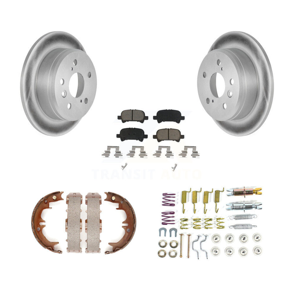 Rear Disc Coated Rotors Ceramic Pads Parking Shoes & Hardware Kit For Toyota Camry Solara KGC-103568