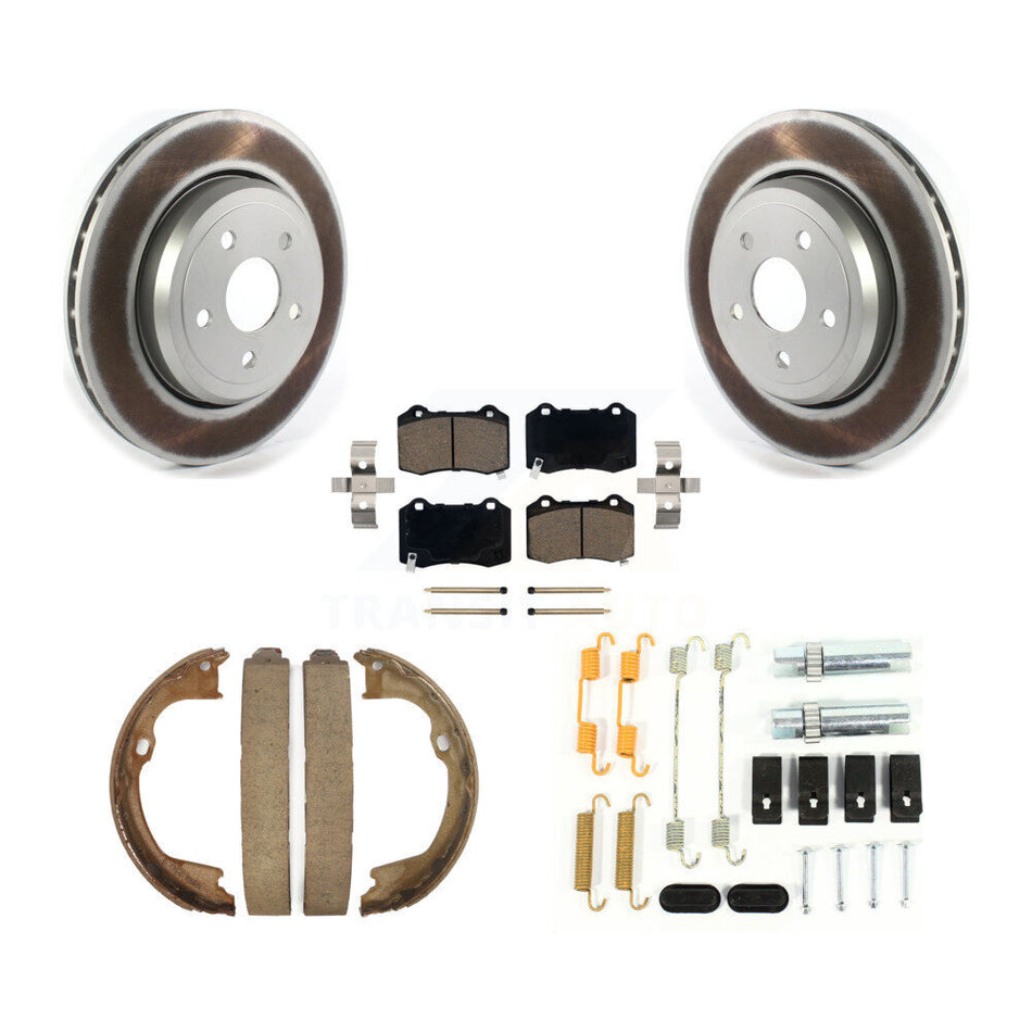 Rear Disc Coated Rotors Ceramic Pads Parking Shoes & Hardware Kit For Jeep Grand Cherokee KGC-103571