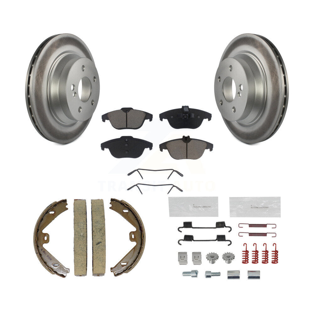 Rear Disc Coated Rotors Ceramic Pads Parking Shoes Hardware Kit For Mercedes-Benz GLK350 KGC-103575