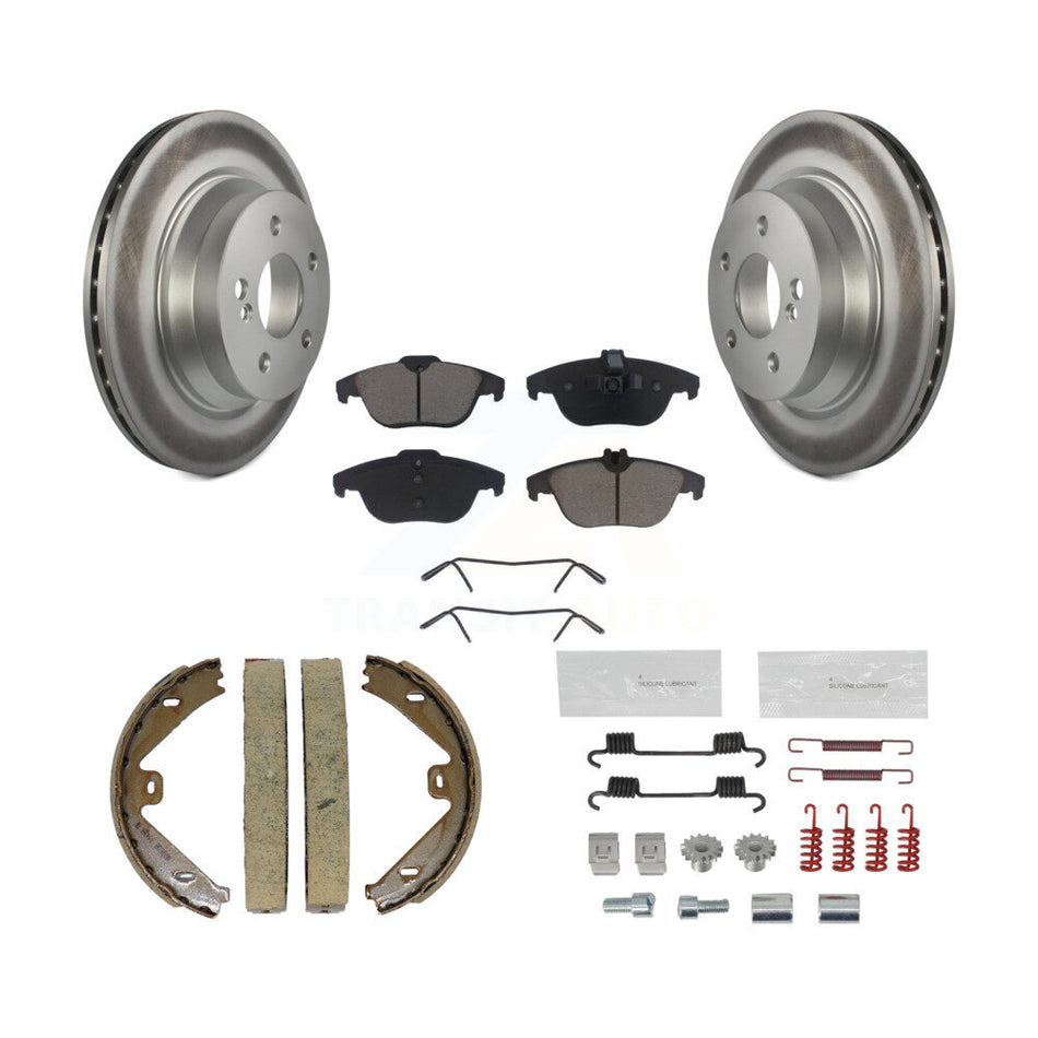 Rear Disc Coated Rotors Ceramic Pads Parking Shoes Hardware Kit For Mercedes-Benz GLK350 KGC-103575