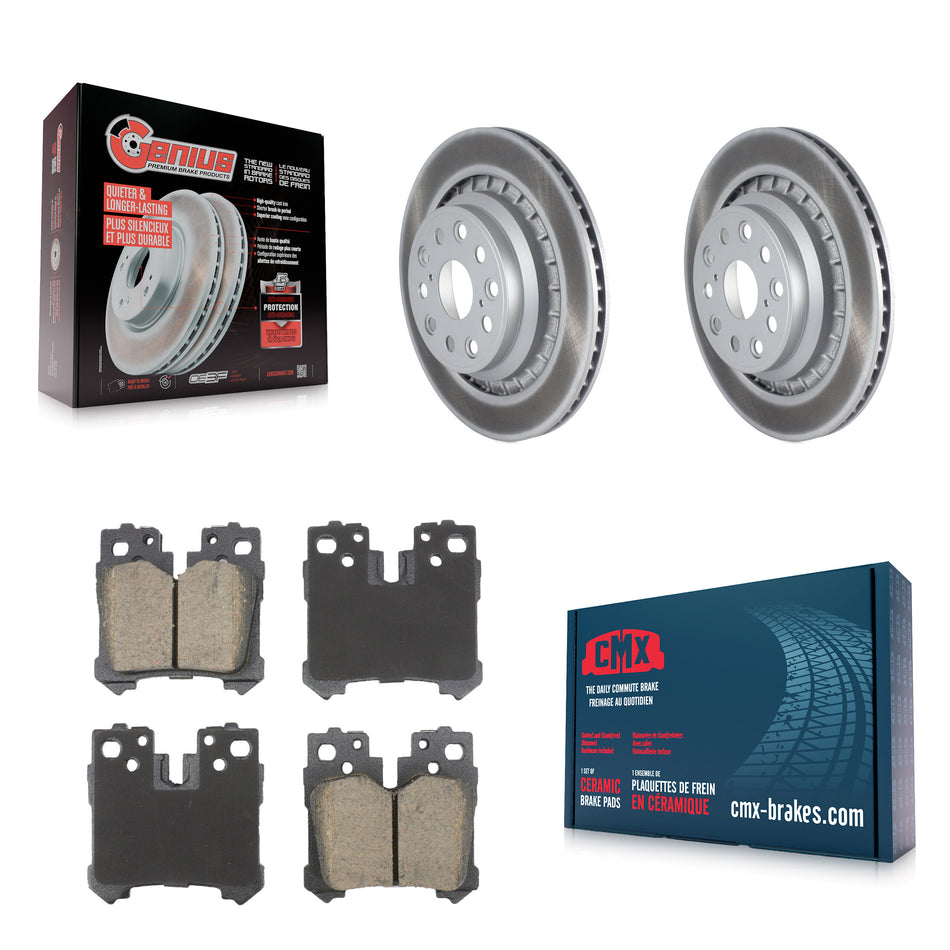 Rear Coated Disc Brake Rotors And Ceramic Pads Kit For Lexus LS460 LS600h KGC-103576