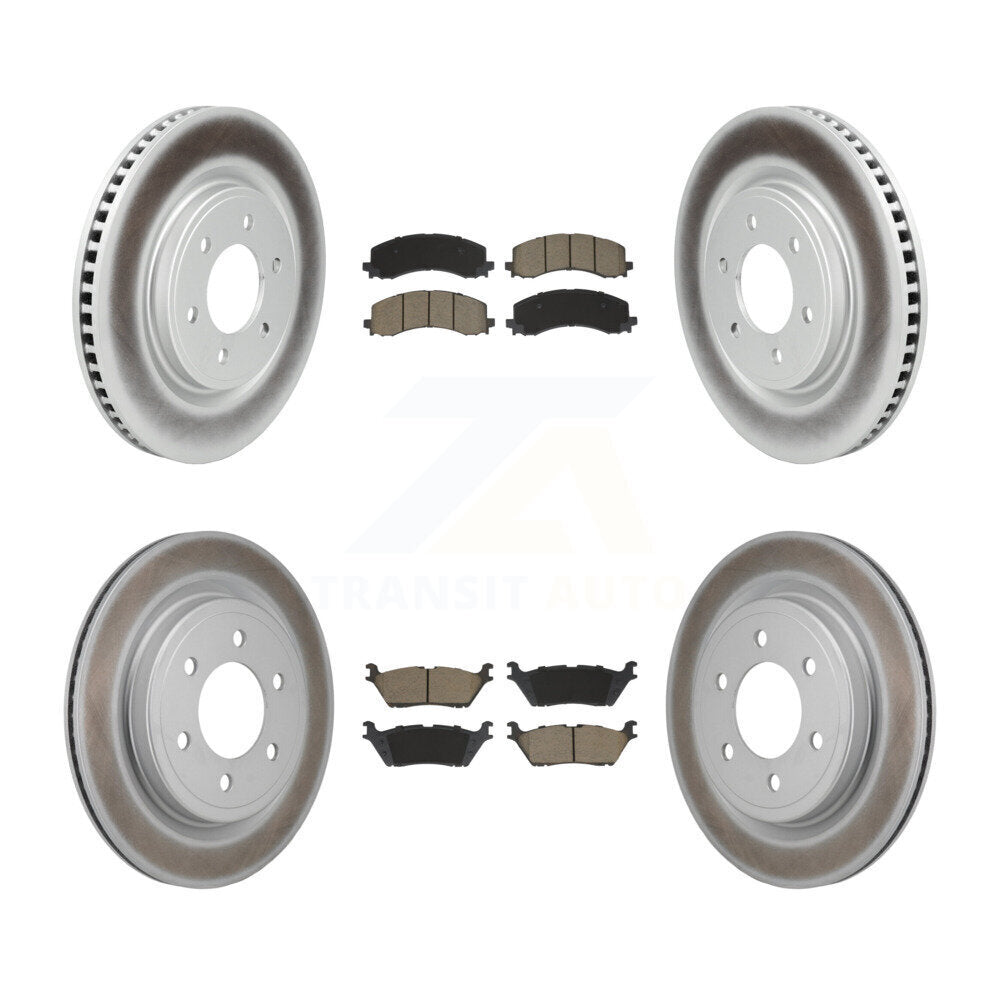 Front Rear Coated Disc Brake Rotors And Ceramic Pads Kit For Ford F-150 Lightning KGC-103584