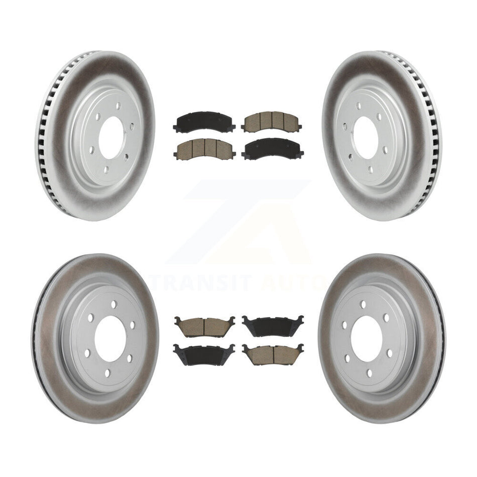 Front Rear Coated Disc Brake Rotors And Ceramic Pads Kit For Ford F-150 Lightning KGC-103584