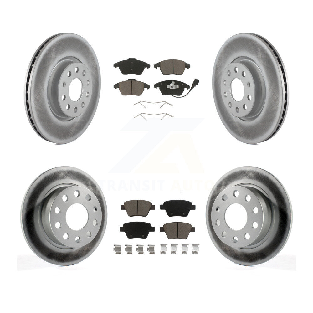 Front Rear Coated Disc Brake Rotors & Ceramic Pad Kit For 2017-2018 Volkswagen Jetta 2.0L KGC-103587