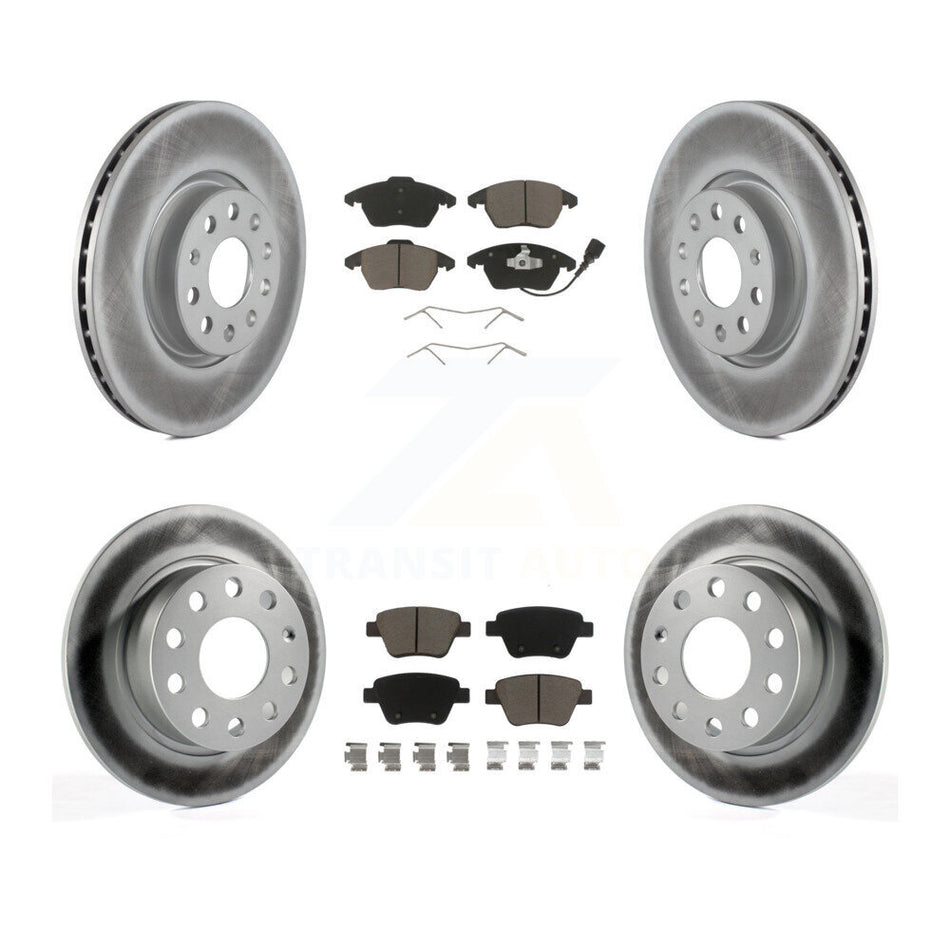 Front Rear Coated Disc Brake Rotors & Ceramic Pad Kit For 2017-2018 Volkswagen Jetta 2.0L KGC-103587