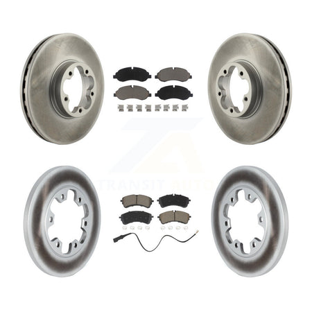 Front Rear Coated Disc Brake Rotors And Ceramic Pads Kit For 2023 Ford Transit-350 HD RWD KGC-103592