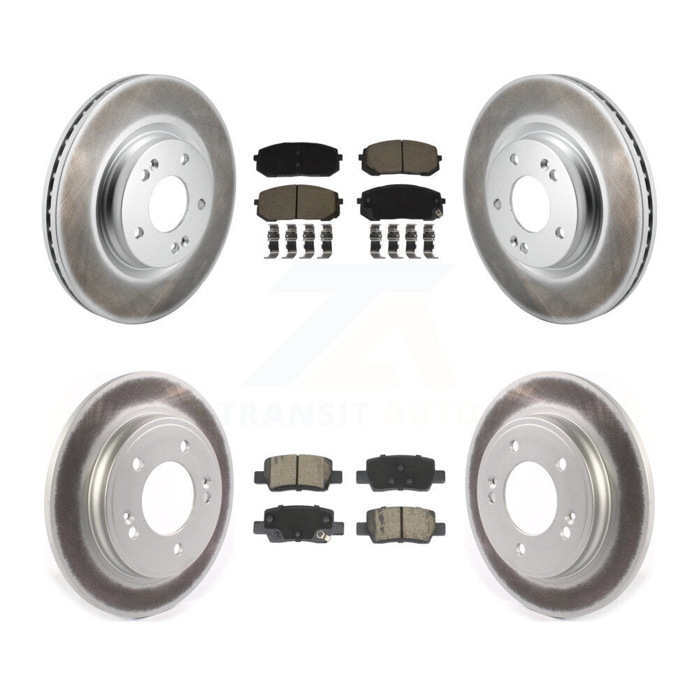 Front Rear Coated Disc Brake Rotors And Ceramic Pads Kit For Hyundai Elantra KGC-103594