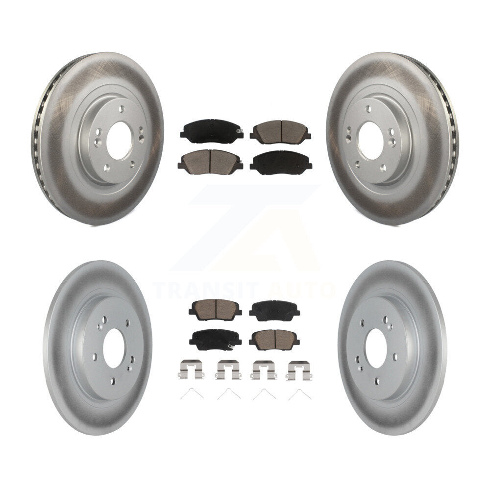 Front Rear Coated Disc Brake Rotors And Ceramic Pads Kit For Hyundai Santa Fe KGC-103597