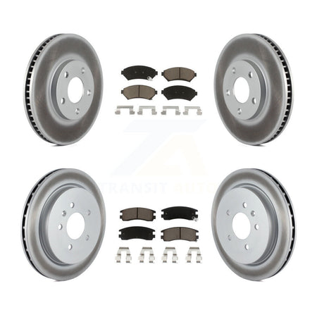Front Rear Coated Brake Rotor Ceramic Pad Kit For 2004 Cadillac Seville With Vented KGC-103601