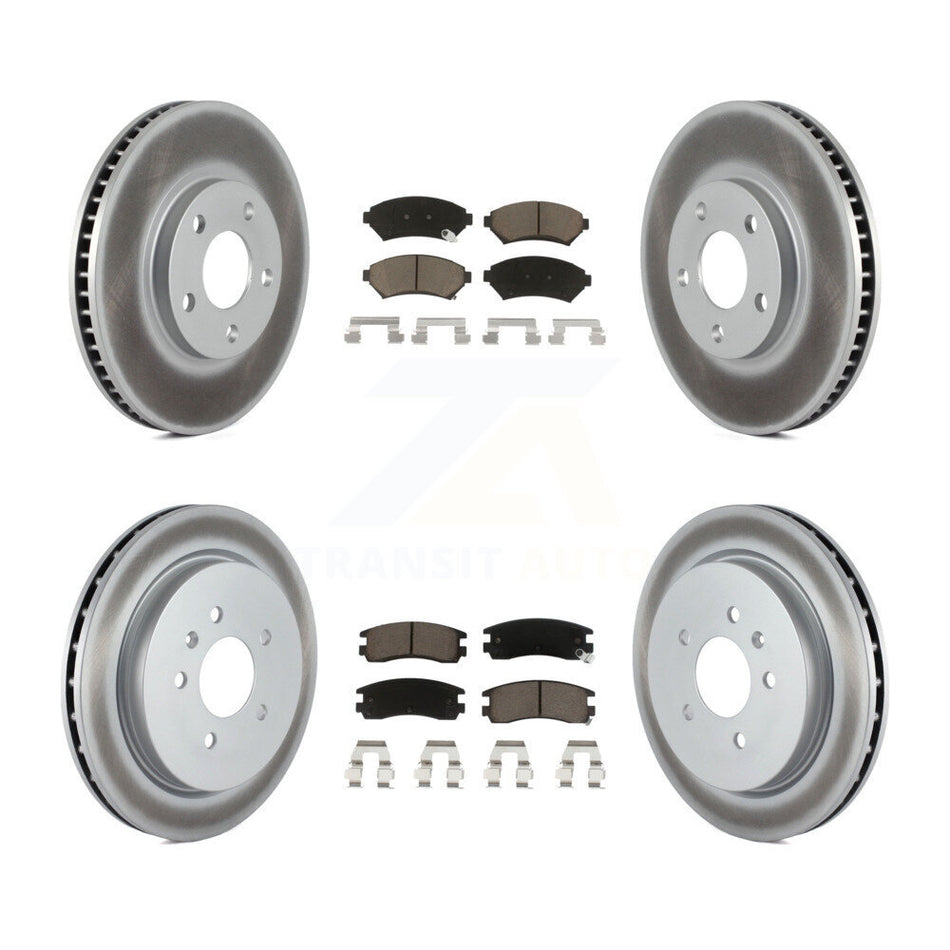 Front Rear Coated Brake Rotor Ceramic Pad Kit For 2004 Cadillac Seville With Vented KGC-103601