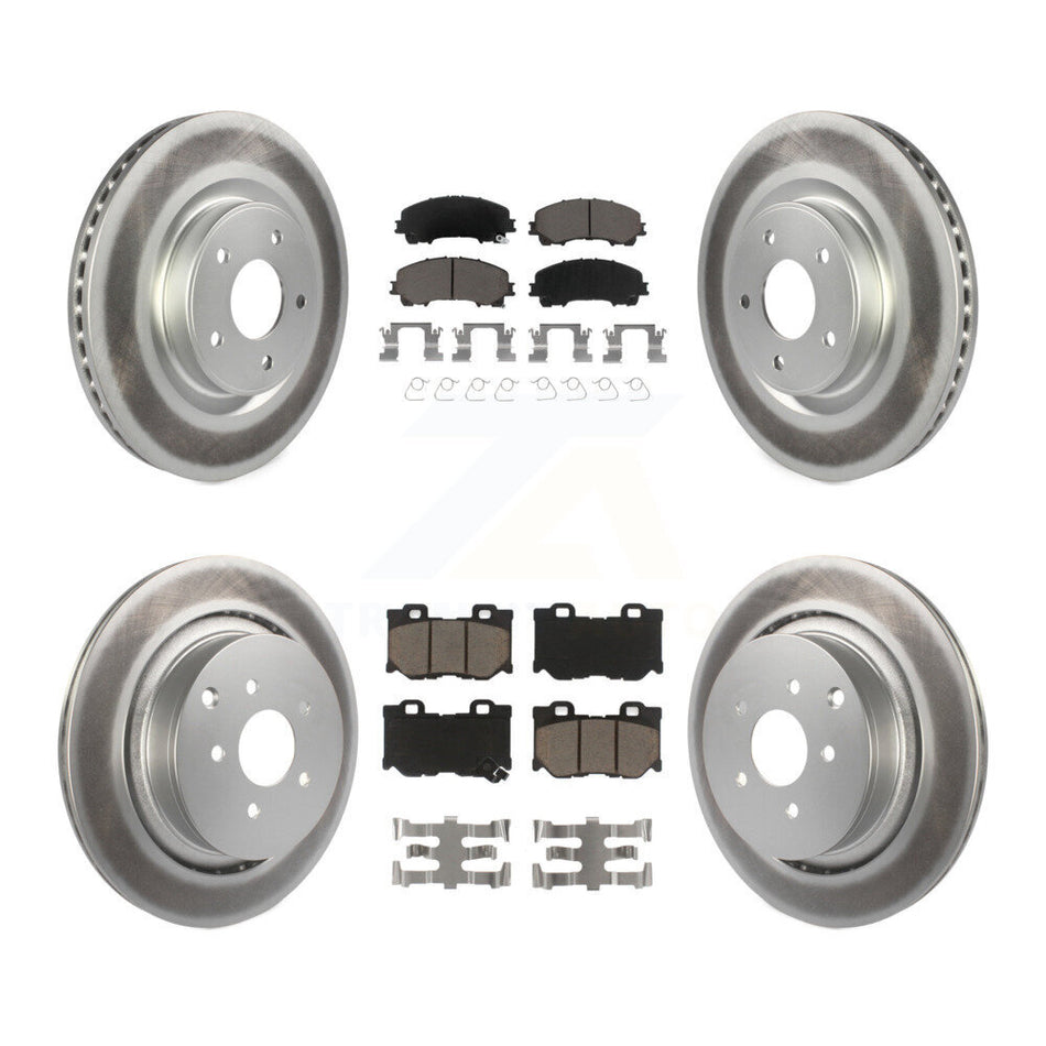 Front Rear Coat Brake Rotor Ceramic Pad Kit For INFINITI Q50 Q60 With Dual Piston Caliper KGC-103635