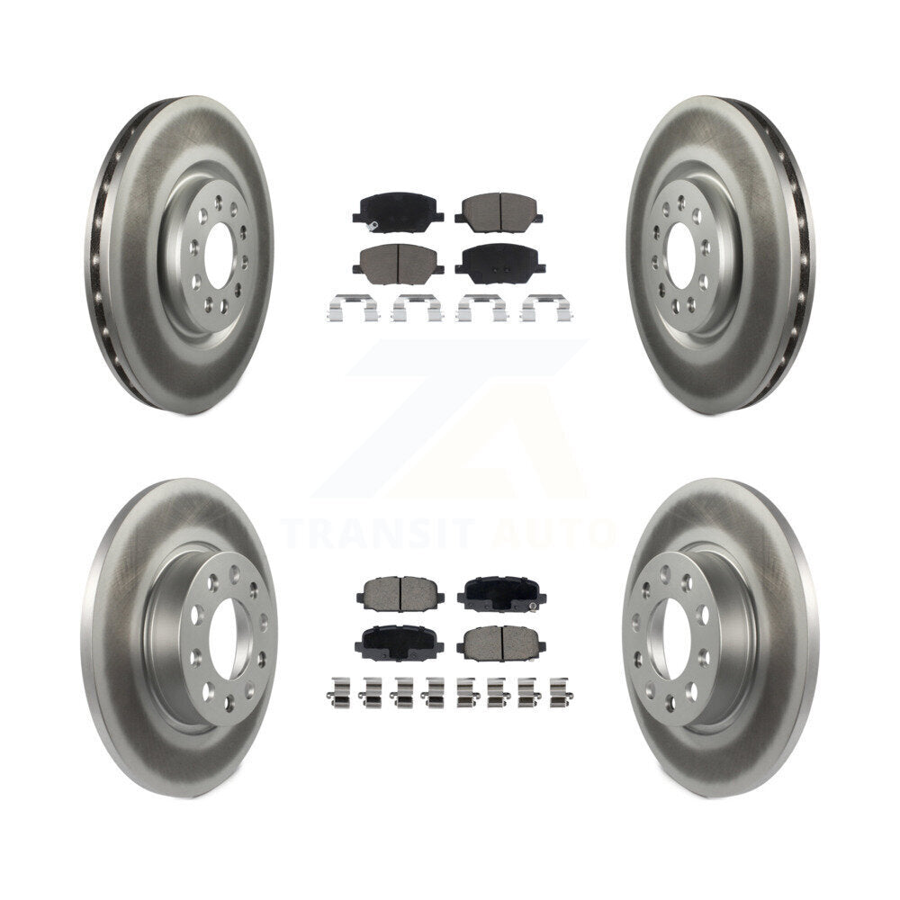 Front Rear Coated Disc Brake Rotors And Ceramic Pads Kit For 2023 Jeep Compass KGC-103636