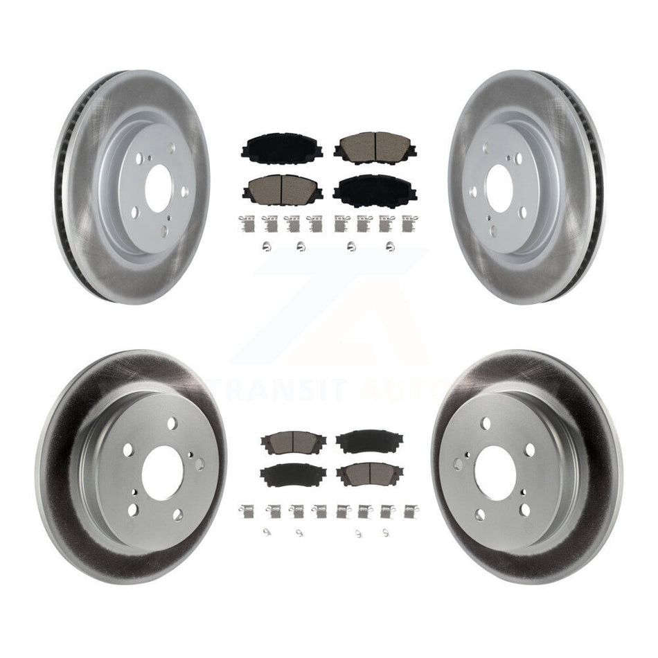 Front Rear Coated Disc Brake Rotors And Ceramic Pads Kit For 2023 Toyota Prius AWD KGC-103640