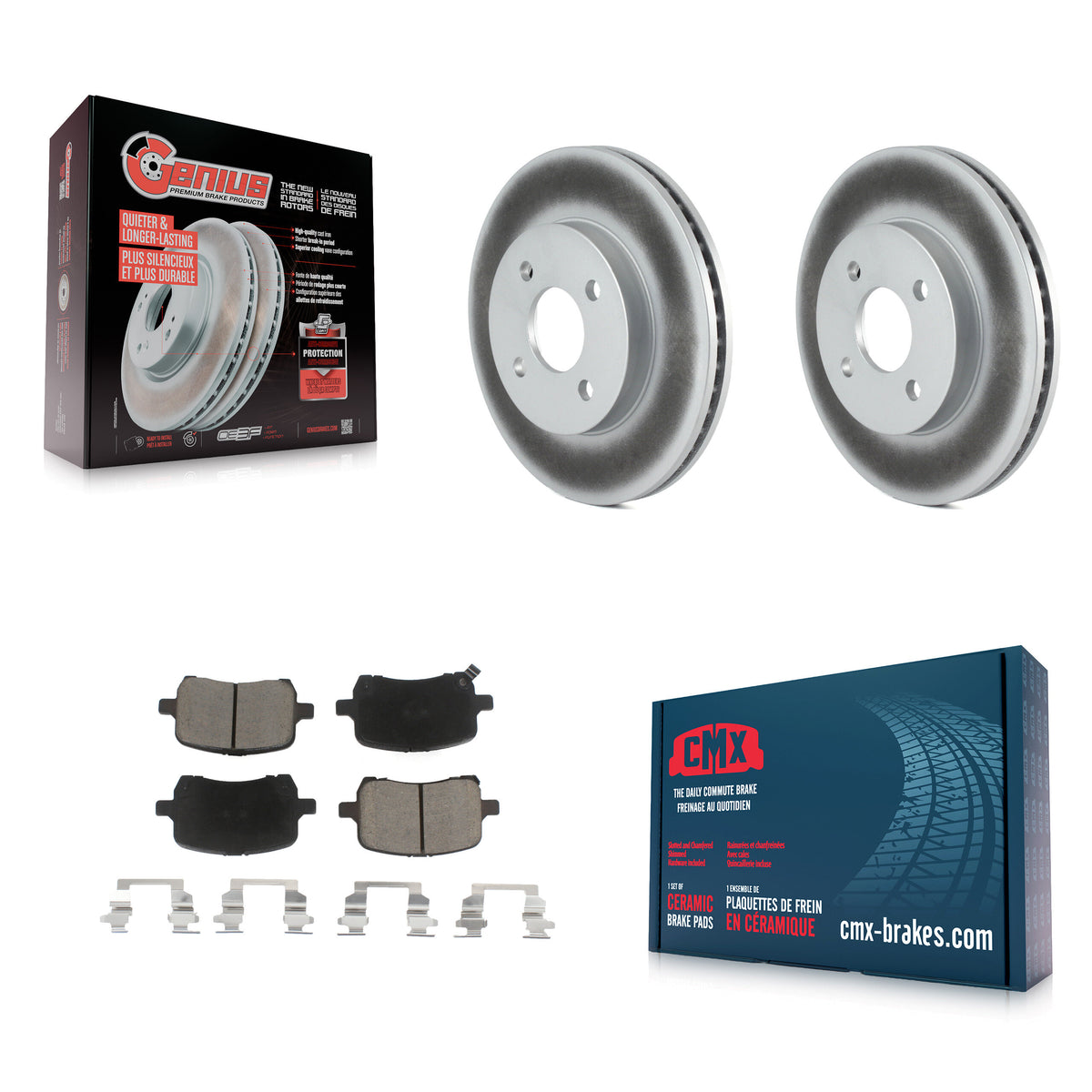 Front Coated Disc Brake Rotor & Ceramic Pad Kit For 2007-2008 Pontiac G5 rear brakes KGC-103646