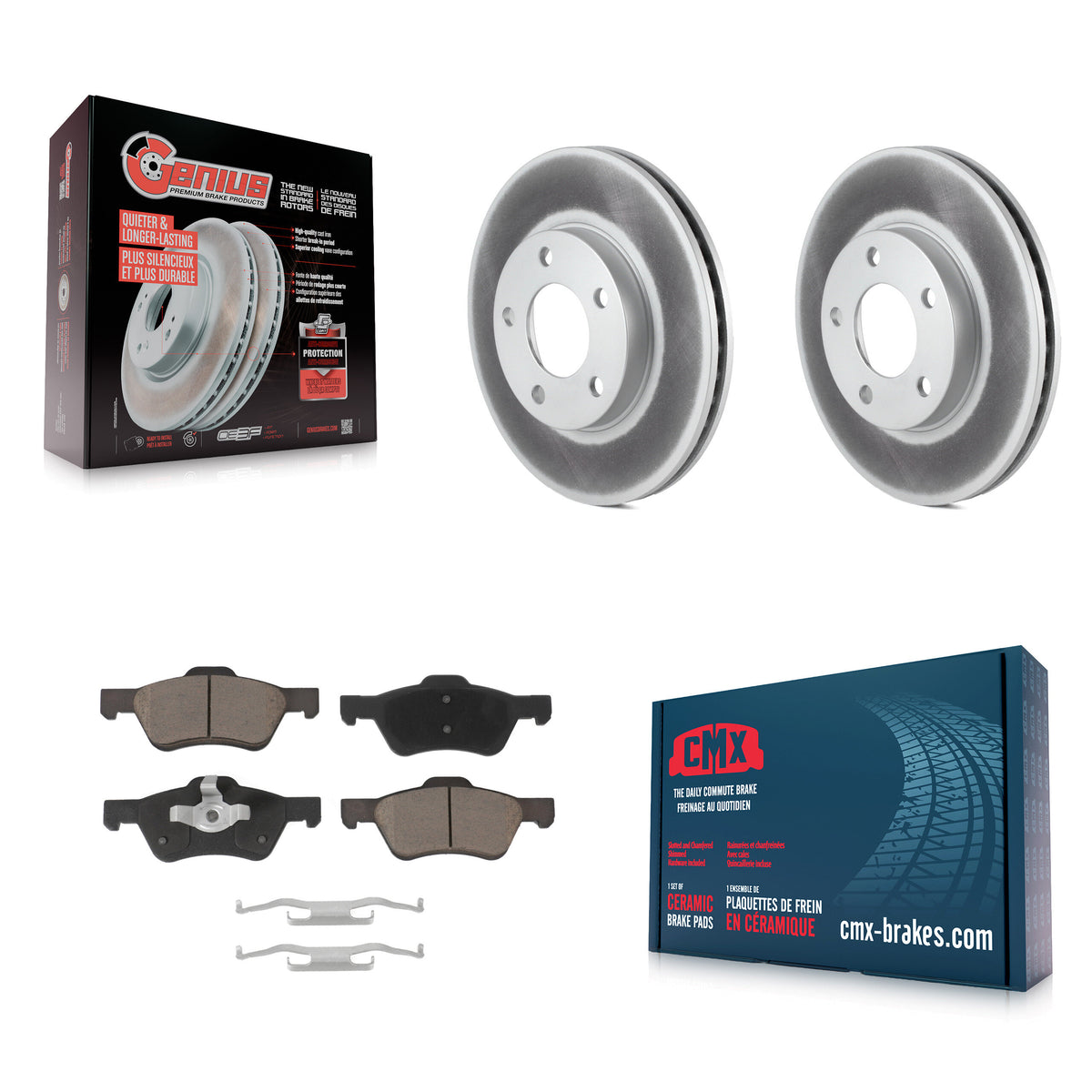 Front Coated Disc Brake Rotors And Ceramic Pads Kit For Mercury Mariner KGC-103650