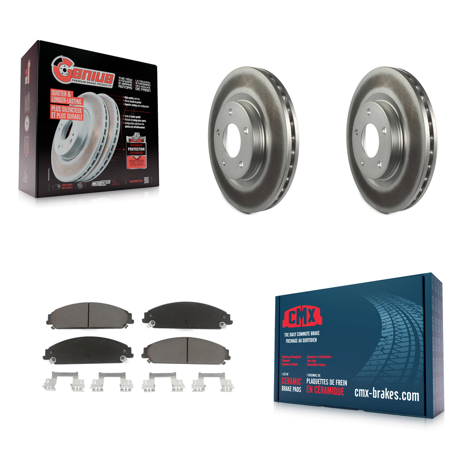 Front Coat Brake Rotors Ceramic Pad Kit For Dodge Caliber With 294mm Diameter Rotor KGC-103654