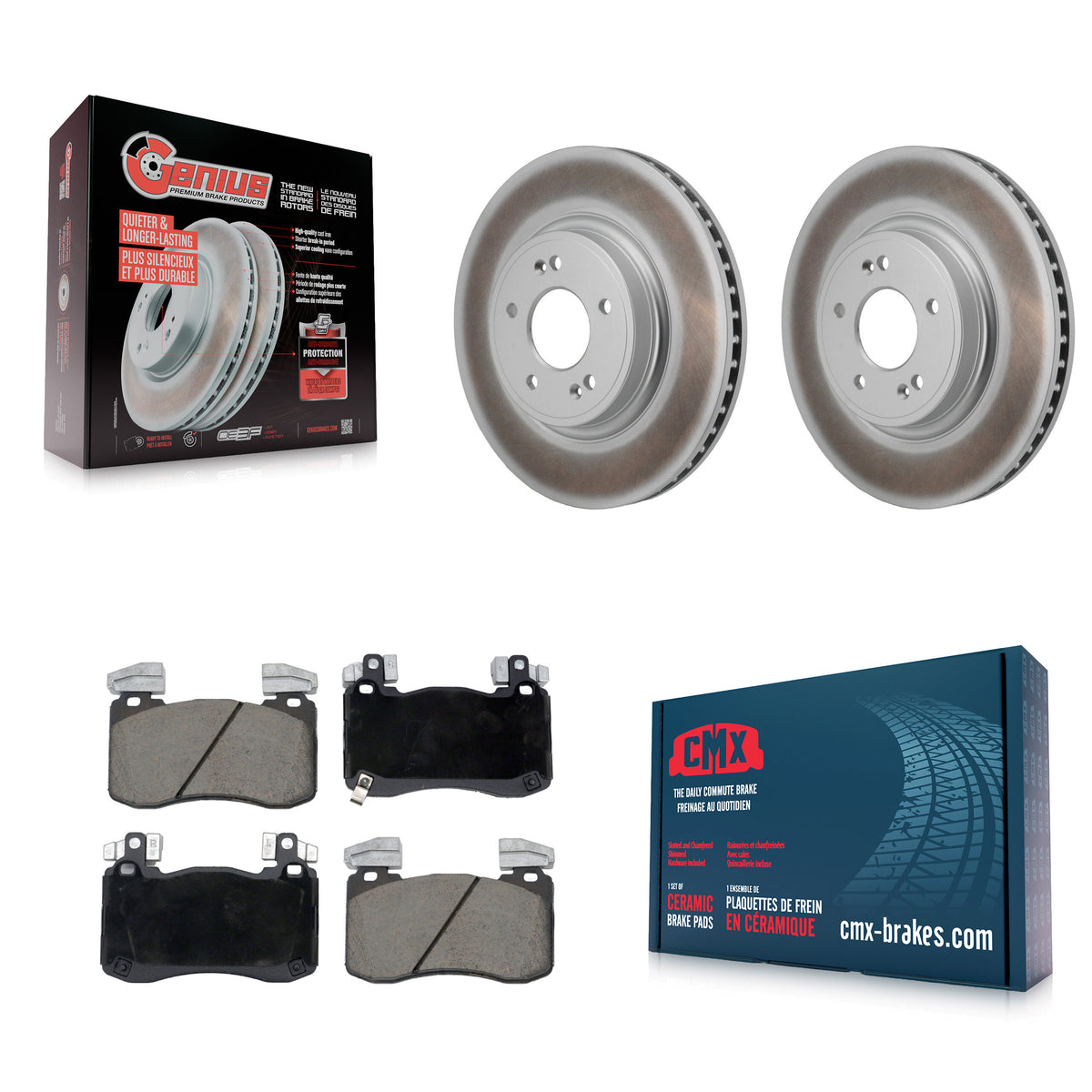 Front Coat Disc Brake Rotors Ceramic Pad Kit For 2023 Genesis G70 2.0L With Brembo Brakes KGC-103663