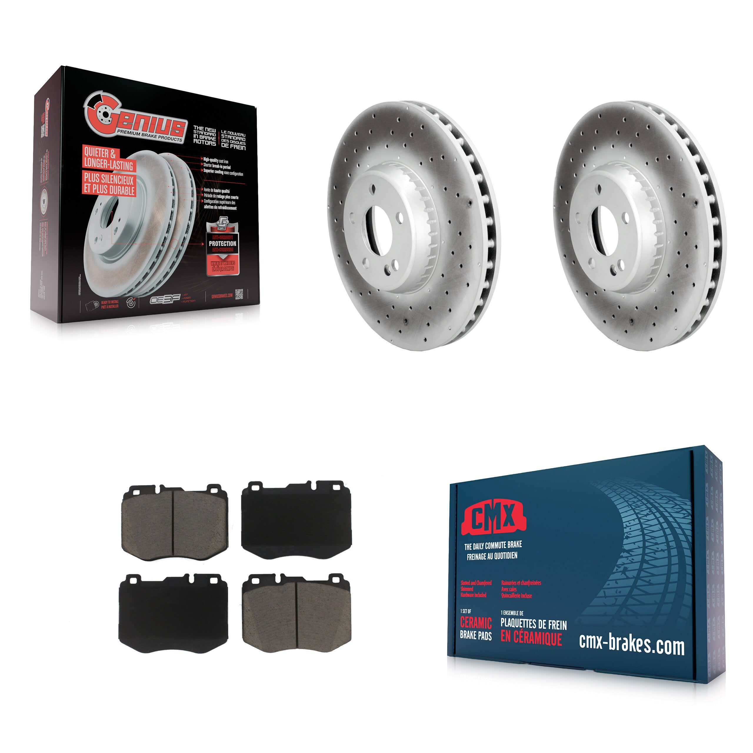 Front Coated Disc Brake Rotors And Ceramic Pads Kit For Mercedes-Benz C300 C400 C350e KGC-103664