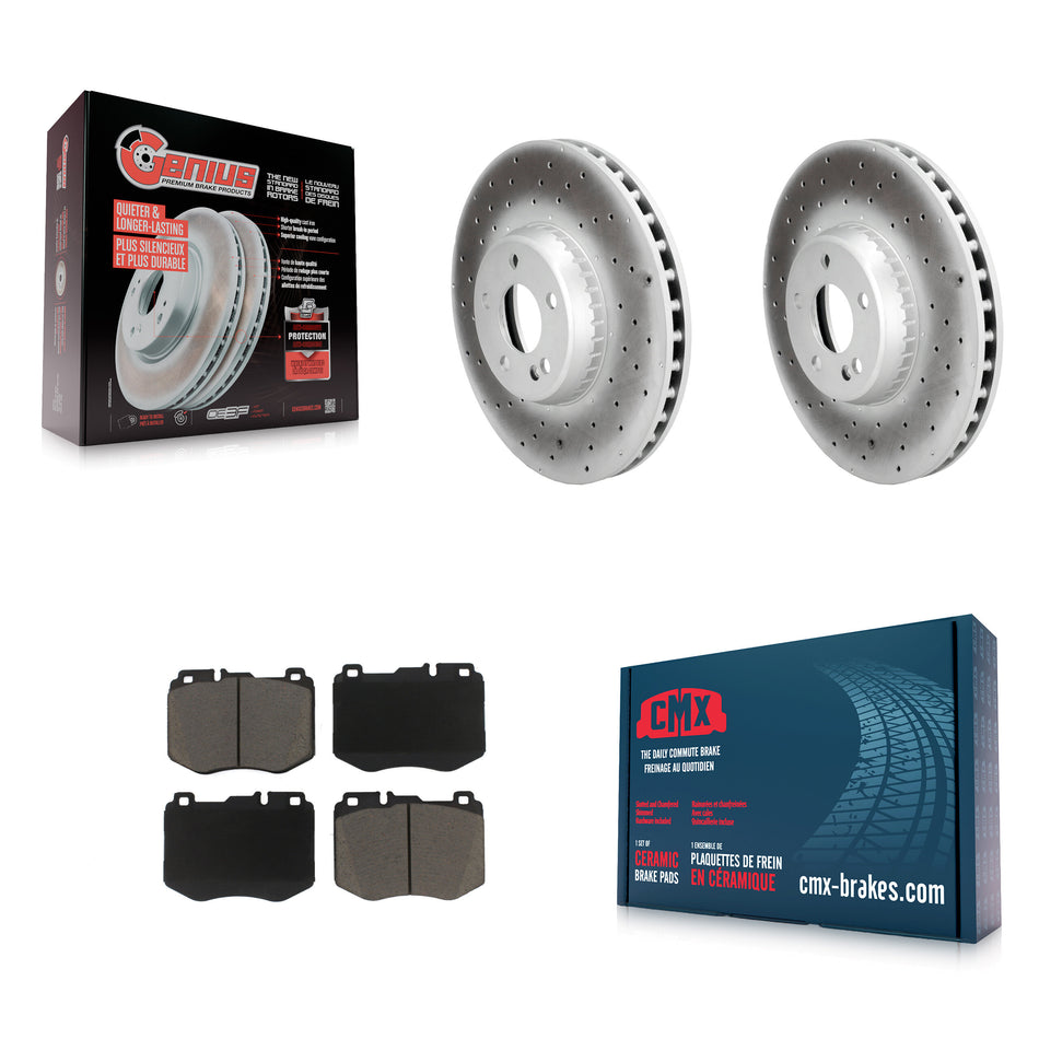 Front Coated Disc Brake Rotors And Ceramic Pads Kit For Mercedes-Benz C300 C400 C350e KGC-103664