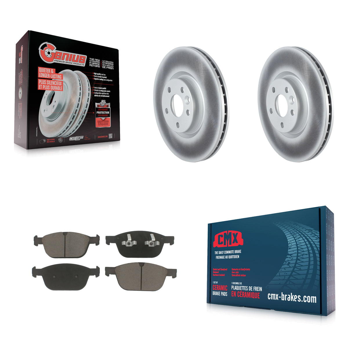 Front Coated Disc Brake Rotors Ceramic Pad Kit For 2016 Volvo XC60 To Chassis VIN #785803 KGC-103669