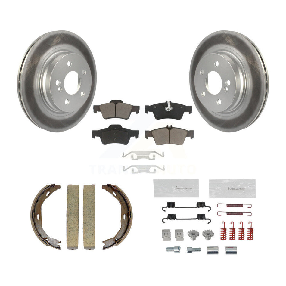 Rear Disc Coated Rotors Ceramic Pads Parking Shoes & Hardware Kit For Mercedes-Benz E550 KGC-103701