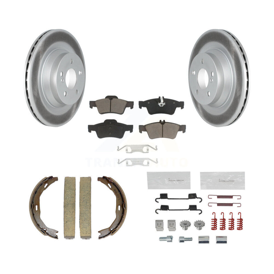 Rear Disc Coated Rotors Ceramic Pads Parking Shoes & Hardware Kit For Mercedes-Benz E550 KGC-103702