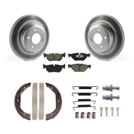 Rear Disc Coated Rotors Ceramic Pads Parking Shoes Hardware Kit For 2012 BMW X1 xDrive28i KGC-103703