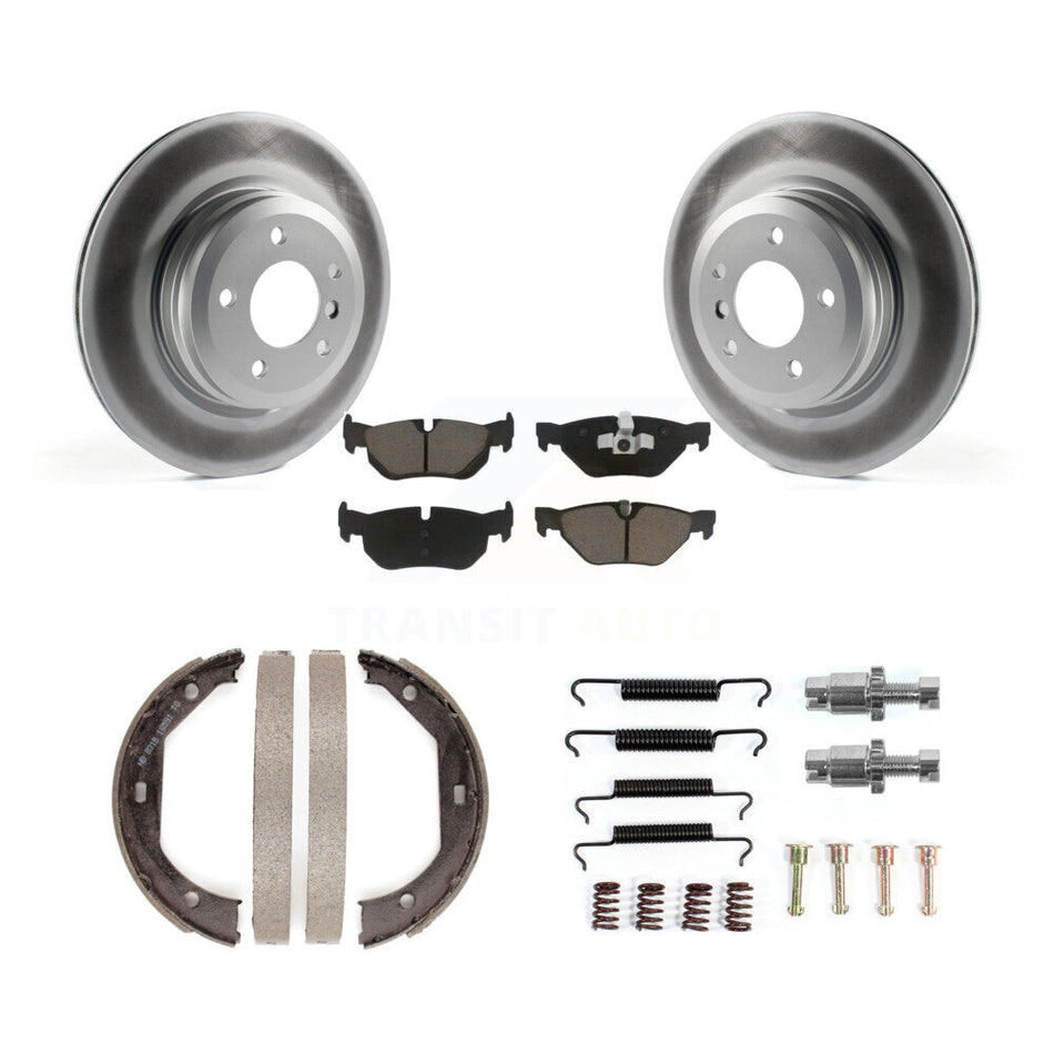 Rear Disc Coated Rotors Ceramic Pads Parking Shoes Hardware Kit For 2012 BMW X1 xDrive28i KGC-103703