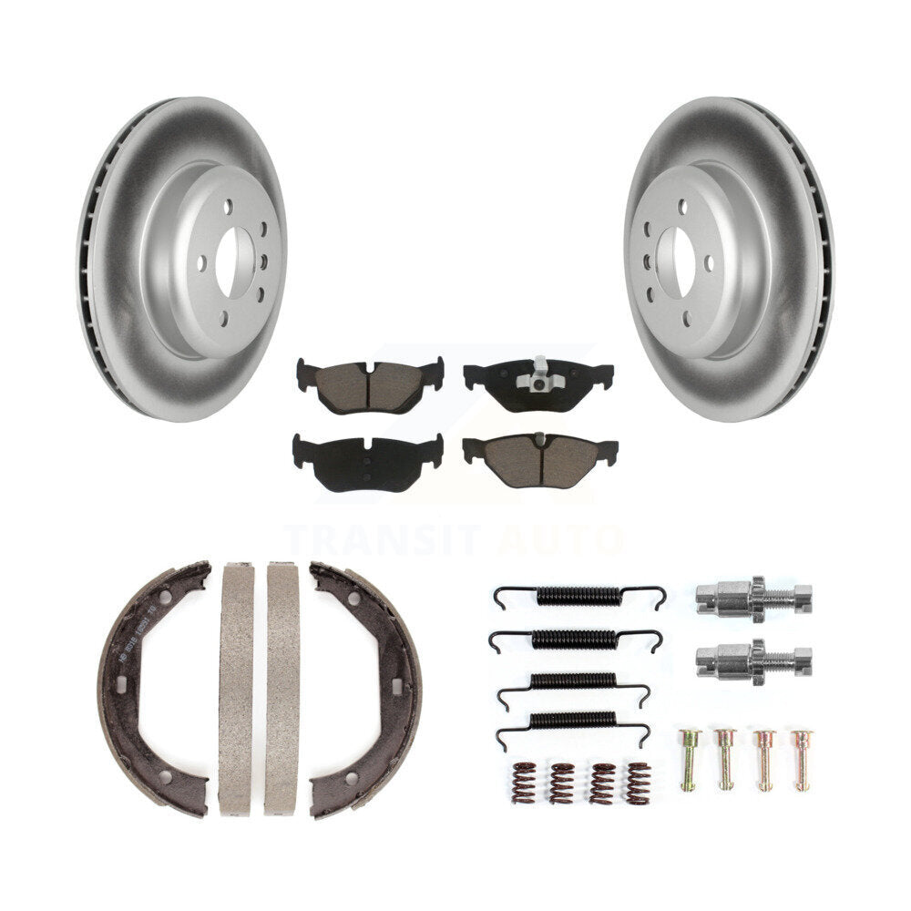Rear Disc Coated Rotors Ceramic Pads Parking Brake Shoes Hardware Kit For BMW 328i xDrive KGC-103705