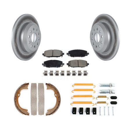 Rear Disc Coated Rotors Ceramic Pads Parking Shoes Hardware Kit For Jeep Wrangler Rubicon KGC-103714