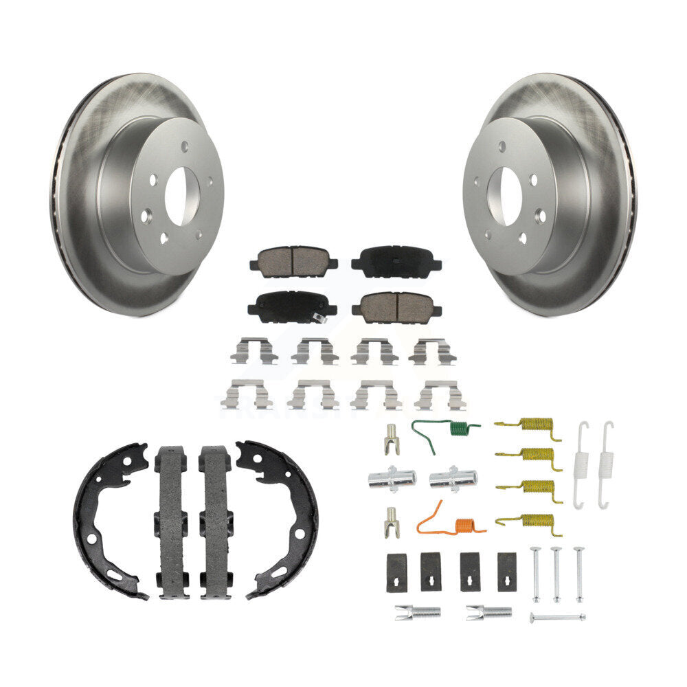 Rear Disc Coated Rotors Ceramic Pads Parking Shoes & Hardware Kit For Nissan Rogue Sport KGC-103718