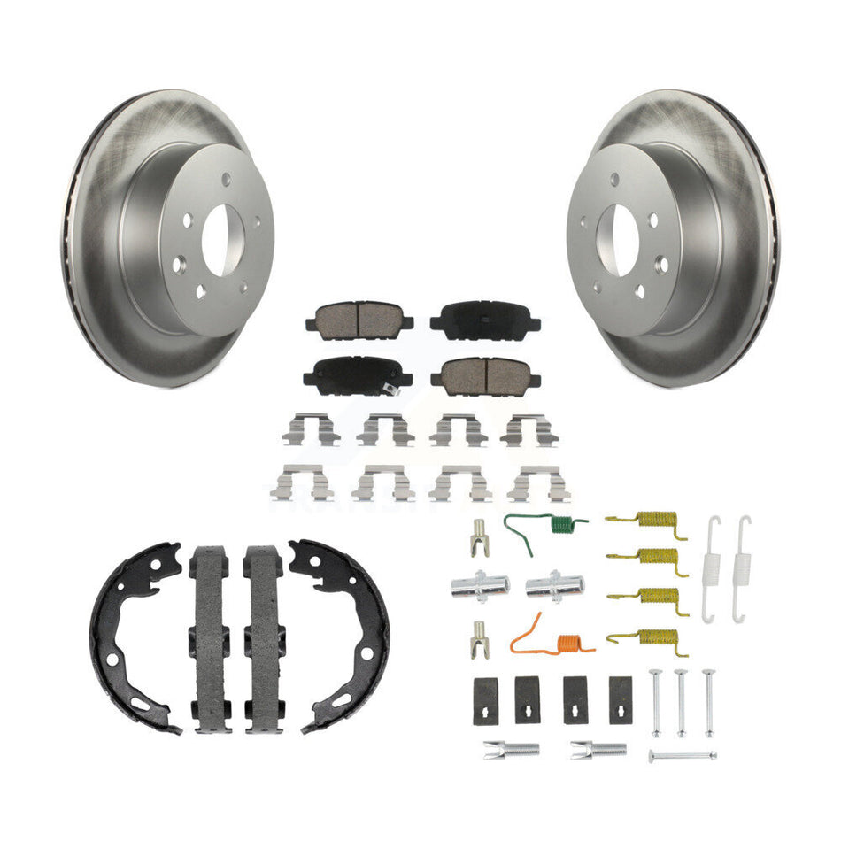 Rear Disc Coated Rotors Ceramic Pads Parking Shoes & Hardware Kit For Nissan Rogue Sport KGC-103718
