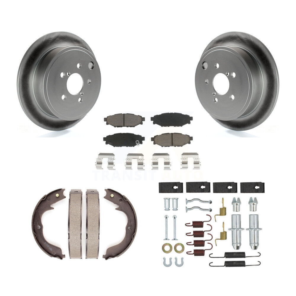 Rear Disc Coated Rotors Ceramic Pads Parking Brake Shoes Hardware Kit For Subaru Impreza KGC-103725