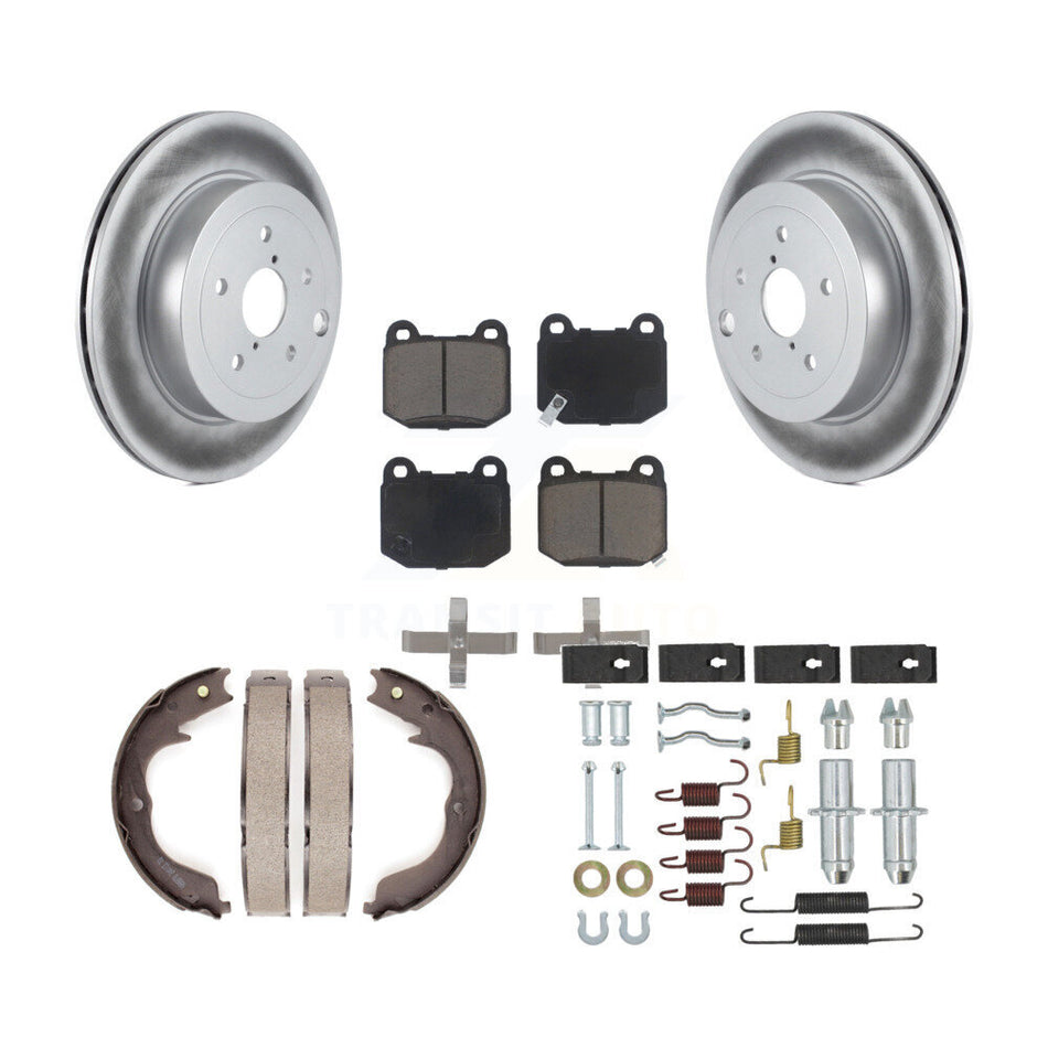 Rear Disc Coated Rotors Ceramic Pads Parking Brake Shoes Hardware Kit For Subaru Impreza KGC-103726