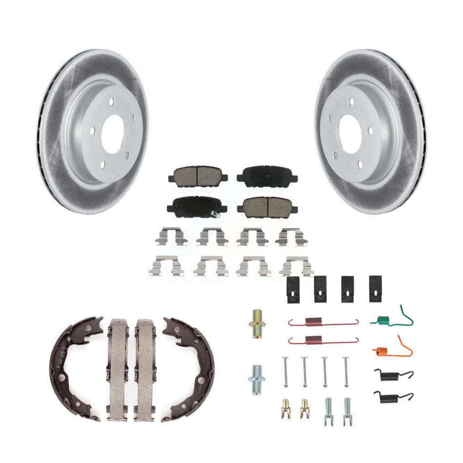 Rear Disc Coated Rotors Ceramic Pads Parking Brake Shoes And Hardware Kit For Nissan LEAF KGC-103727