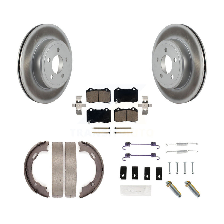 Rear Disc Coated Rotors Ceramic Pads Parking Brake Shoes & Hardware Kit For Chrysler 300 KGC-103732